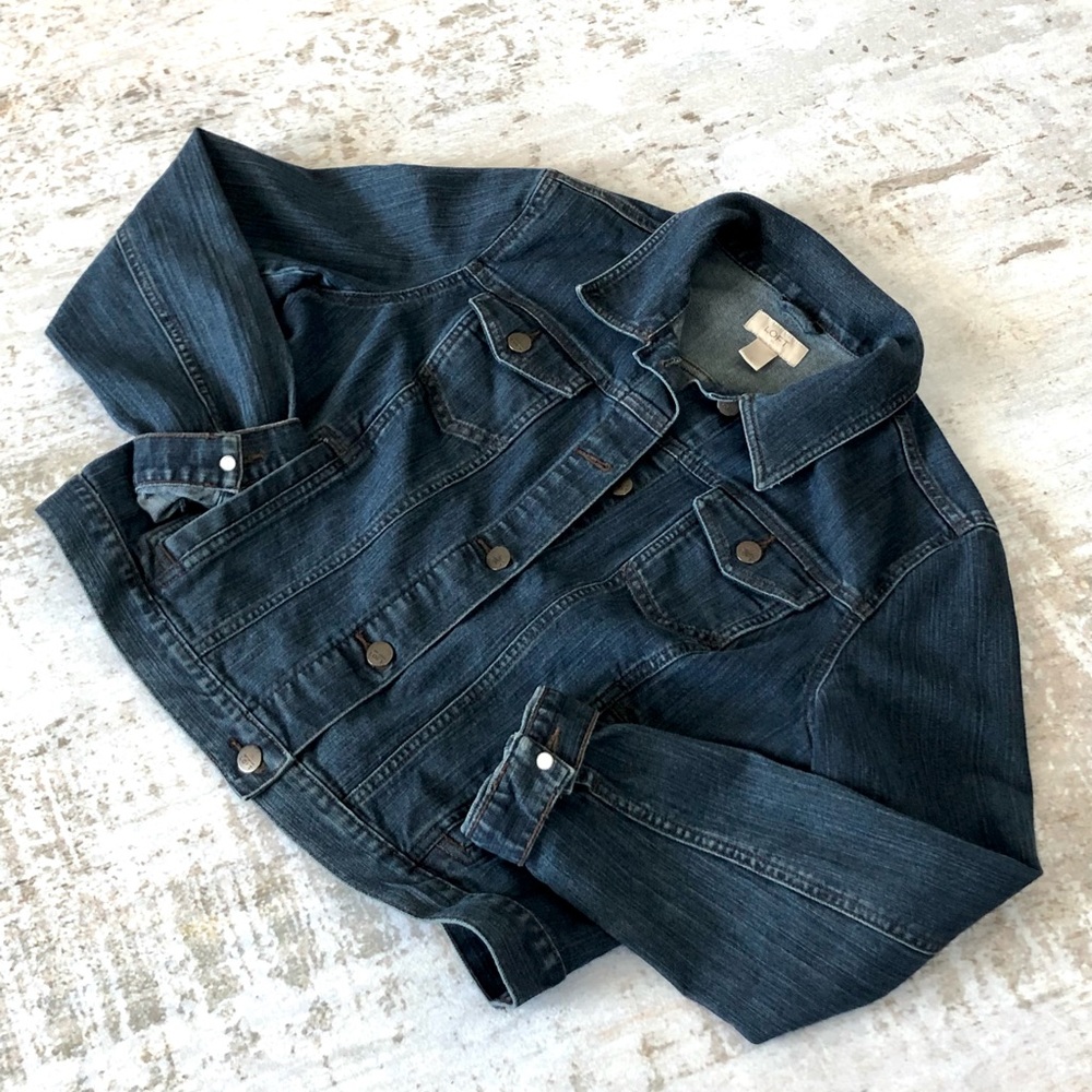 LOFT denim jean jacket Women’s Large - dark wash